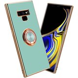Cadorabo Samsung v sijajni turkizni - Zlato z obročem silikonski/TPU ovitek z zaščito pred kamero in držalo magnetnega avtomobila, (20603550) | Shoptok.si