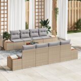 vidaXL 9-komadni vrtni sofa set s jastucima bež poli ratan akacija | shoptok.hr