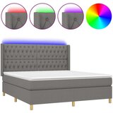  Box spring postelja z vzmetnico LED temno siva 180x200 cm blago, (20761181) | Shoptok.si