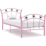 vidaXL Posteljni okvir nogometni dizajn roza kovinski 90x200 cm, (20606162) | Shoptok.si