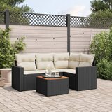 Maison Chic Seti vrtnega pohištva - Vrtna garnitura - Vrtni pohištvo set 5-delna z blazinami črn poli ratan, (21820077) | Shoptok.si