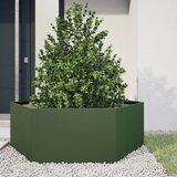 vidaXL Vrtno korito olivno zelena šestkotnik 138x120x45 cm jeklo Cene