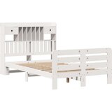 vidaXL Posteljni okvir brez vzmetnice bela 135x190 cm trdna borovina | Shoptok.si
