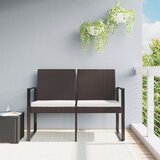The Living Store Vrtna klop z dvema sediščema z blazinami rjav PP ratan - Vrtna Klop Z 2 Sediščema, (21476680) | Shoptok.si