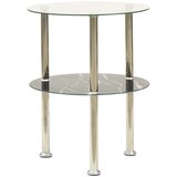  Bočni stolić s 2 razine prozirni i crni 38 cm kaljeno staklo | shoptok.hr