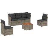 Maison Chic Seti vrtnega pohištva - Vrtna garnitura - Vrtni pohištvo set 6-delna z blazinami siv poli ratan, (21805499) | Shoptok.si