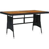 vidaXL vrtna miza črna 130x70x72 cm poli ratan in trden akacijev les | Shoptok.si