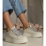 Gemre Beige women's sneakers with chunky laces Kessa | shoptok.hr