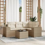 Maison Chic Seti vrtnega pohištva - Vrtna garnitura - Vrtni pohištvo set 5-delna z blazinami bež poli ratan, (21815165) | Shoptok.si