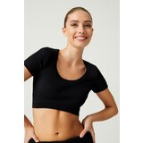 LOS OJOS x Melody Black Cotton Ribbed Crop T-Shirt | shoptok.hr