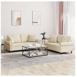 vidaXL Sedežna garnitura z vzglavniki 2-delna krem umetno usnje | Shoptok.si