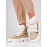 SHELOVET Beige women's snow boots with sheepskin coat Cijene