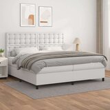  Box spring postelja z vzmetnico bela 200x200 cm umetno usnje, (20761255) Cene