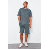 Trendyol Anthracite Oversize/Wide Cut Vintage/Faded Effect Textured Elastic Waist Waffle Shorts | Shoptok.si