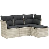 Maison Chic Seti vrtnega pohištva - Vrtna garnitura - Vrtni pohištvo set 4-delna z blazinami siv poli ratan, (21819649) | Shoptok.si