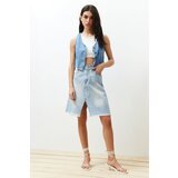 Trendyol Blue Stitching Detailed Denim Skirt cene