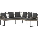  Set vrtnog kauča s jastukom 2 pcs Sivi Poli Rattan i čelik - Sivi | shoptok.hr
