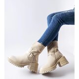 Gemre Beige ankle boots on a chunky heel Castelvetrano | Shoptok.si