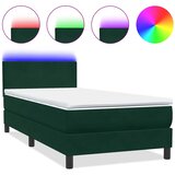 Box Spring krevet s madracem i LED tamnozeleni 80x220 cm baršun | shoptok.hr