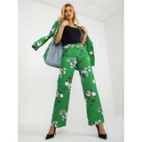 Fashion Hunters Green wide fabric trousers with flowers from the suit Cene