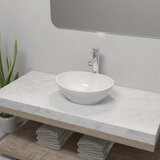  Umivaonik s miješalicom keramički ovalni bijeli | shoptok.hr