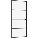 Sobna vrata crna 93 x 201,5 cm kaljeno staklo i aluminij tanka | shoptok.hr