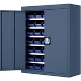 mauser Skladiščna omara z odprtimi skladiščnimi posodami, VxŠxG 820 x 680 x 280 mm, ena barva, modra, 42 posod | Shoptok.si