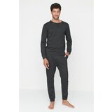 Trendyol Men's Anthracite Regular Fit Bedstead Stitched Knitted Pajamas Set Cene