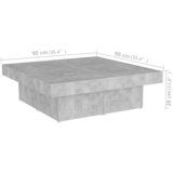  Stolić za kavu boja betona 90 x 90 x 28 cm konstruirano drvo | Eponuda.ba