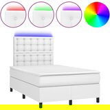 vidaXL Krevet box spring s madracem LED bijeli 120x190 cm umjetna koža | shoptok.hr