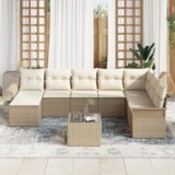vidaXL 9-dijelni vrtni set kauča s jastučićima smeđi poli ratan | shoptok.hr