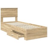 vidaXL Krevetna konstrukcija Sonoma hrast i srebrna 75 x 190 cm | shoptok.hr