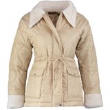 Trendyol Beige Collar Plush Detailed Quilted Coat | ePonuda.com