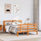  Okvir kreveta s uzglavljem voštano smeđi 135x190 cm od borovine | shoptok.hr