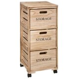 Five LADIČAR 3 LADICE NA KOTAČE 34X31.4X82.2 PAWLONIA NATUR | shoptok.hr
