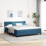  Postelja s škatlo z vzmetnico temno modra super kraljeva žamet, (22083045) | Shoptok.si