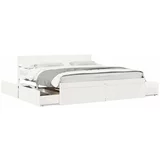  Okvir za krevet s ladice bijeli 180x200 cm od borovine