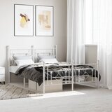 Maison Chic Kovinski Posteljni okvir - Dvoposteljna postelja - Zakonska postelja z vzglavjem in vznožjem bel 140x200 cm, (21696337) | Shoptok.si