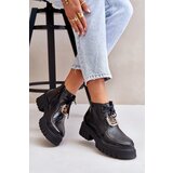 Zazoo 2952 Leather Ankle Boots With Golden Decoration Black | shoptok.hr
