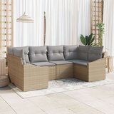  Set od 6 vrtnih sofa s jastučićima Bež Poly ratan Cijene