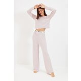 Trendyol Powder Polka Dot Elastic Detailed Knitted Pajamas Set cene