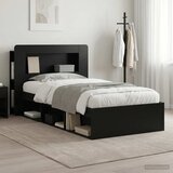  Okvir kreveta s pohranom Crna 90 x 190 cm Konstruirano drvo | Eponuda.ba