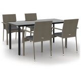  5-dijelni vrtni blagovaonski set crno-sivi od poliratana Siva Dužina stola 160 cm | Shoptok.si