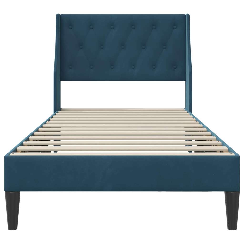  Okvir za krevet s uzglavljem Plava 90 x 200 cm Baršun - Plava 90 x 200 cm | shoptok.hr