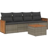 Maison Chic Seti vrtnega pohištva - Vrtna garnitura - Vrtni pohištvo set 5-delna z blazinami siv poli ratan, (21813785) | Shoptok.si