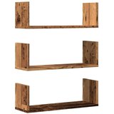 vidaXL Stenska polica 3 kosi starinski les 58x18x18 cm inženirski les | Shoptok.si