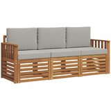  Setovi sofa 3 pcs Prirodna i svijetlo siva Čvrsto drvo akacije | Eponuda.ba
