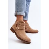 Boto Women's Flat Heel Ankle Boots with Straps Beige Melviana | ePonuda.com