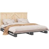 vidaXL Okvir za krevet s uzglavljem sivi 200 x 200 cm masivna borovina | shoptok.hr