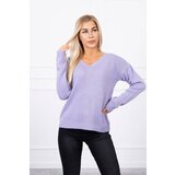 Kesi Sweater with V-neck in purple color Cene